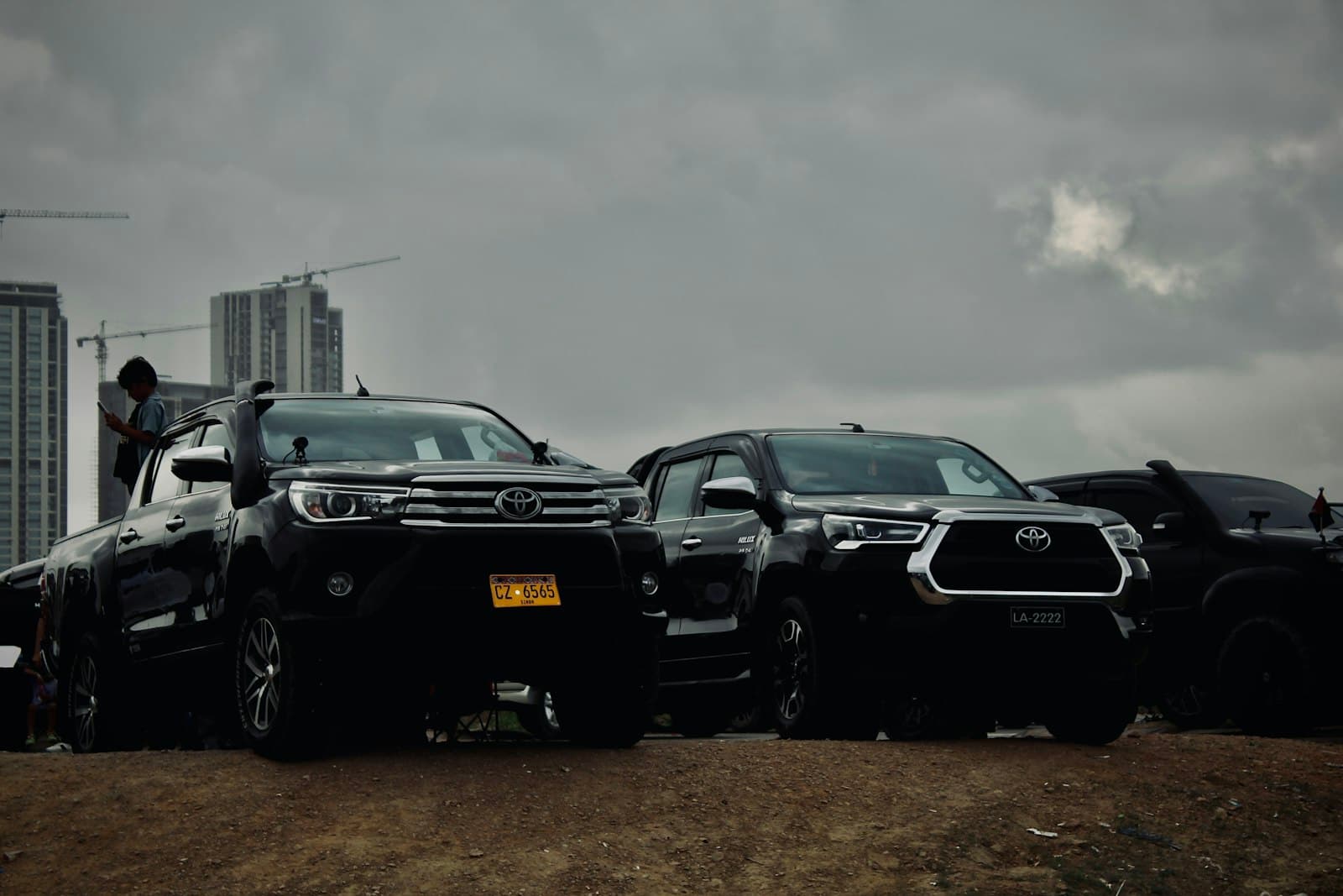 Fleet pickup on a job site