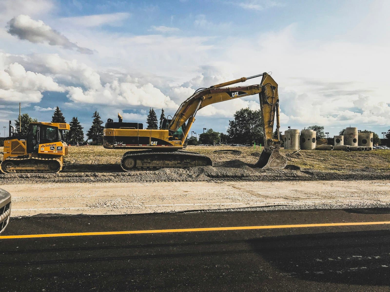 Construction fleet at work